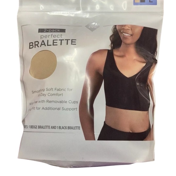 Member's Mark Ladies 2pk Convertible Adjustable Bralette Black / Beige - Picture 2 of 3